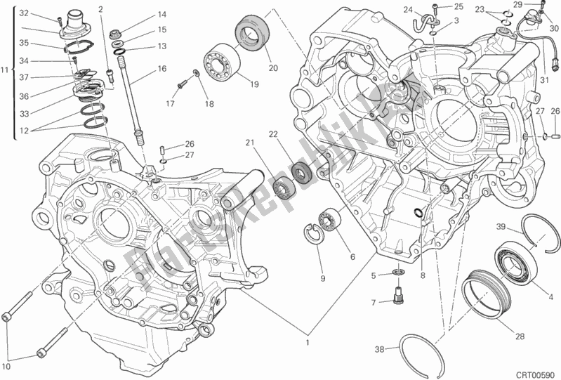 Todas as partes de 010 - Par De Meio Cárteres do Ducati Monster 1200 S Stripes USA 2016